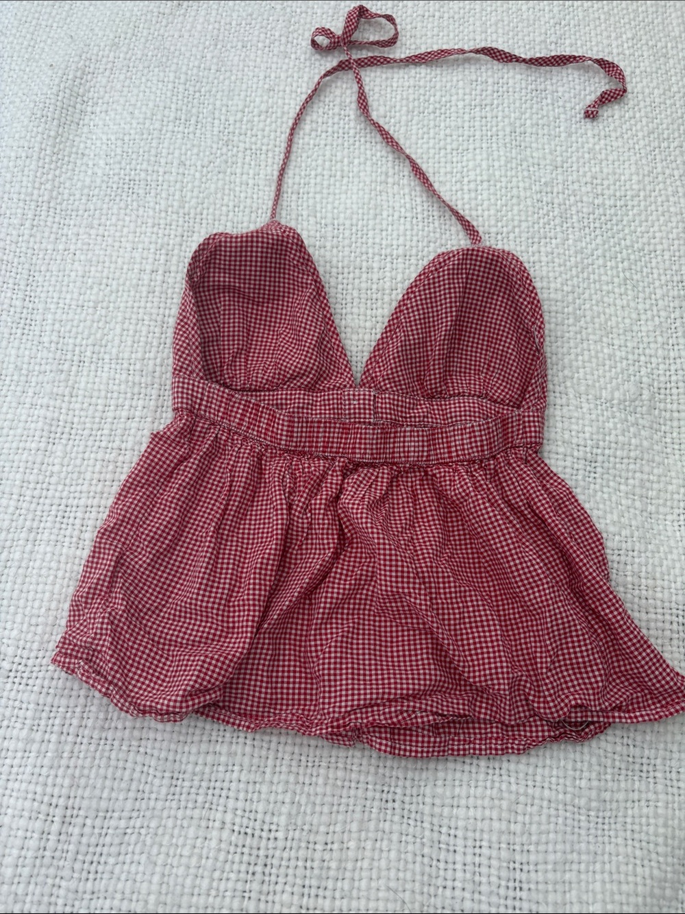 Hollister red plaid halter top - Picture 2 of 3